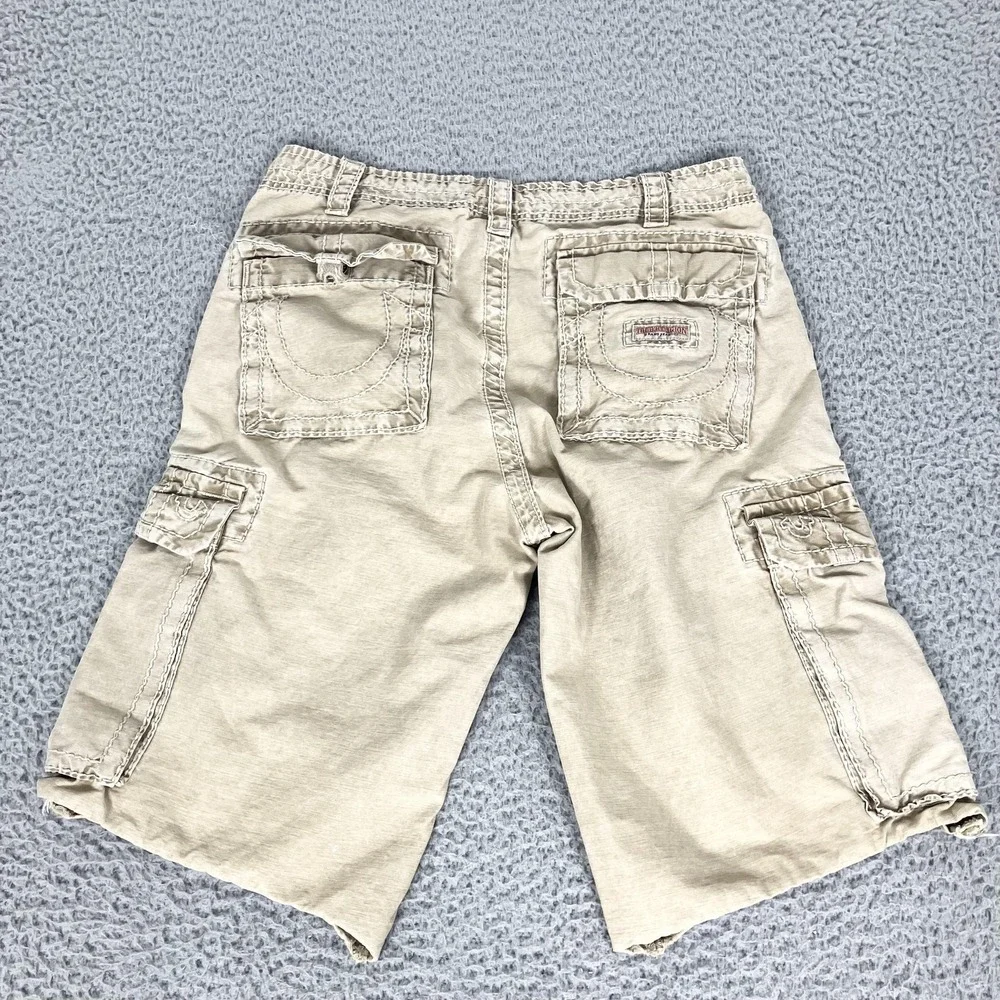 True Religion Cargo Shorts Mens 29 Beige 12